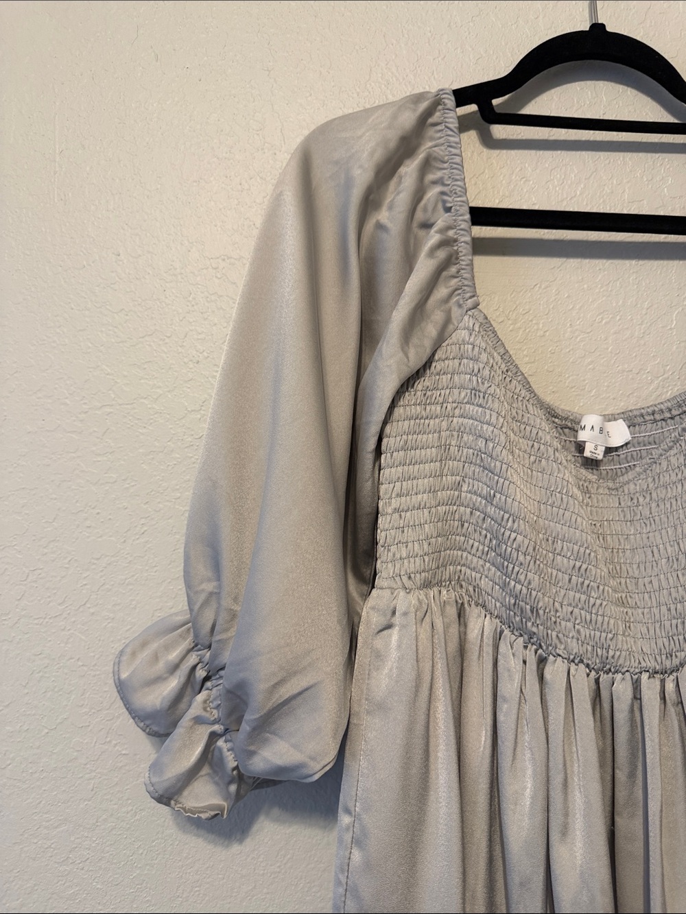 Mable Smocked Tiered Mini Dress in Silver Grey - Women - Picture 5 of 7